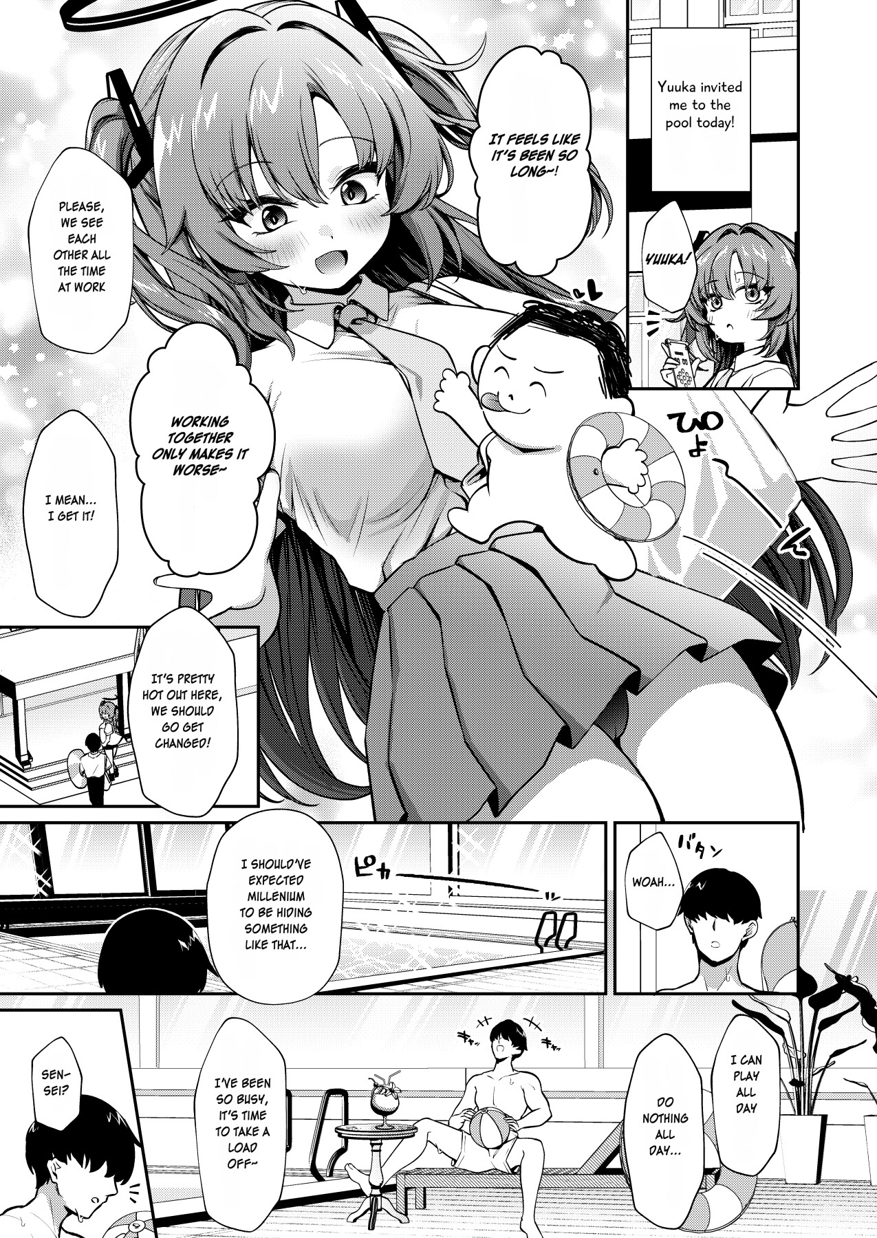 Hentai Manga Comic-Swimsuit Sex with a Sopping Wet Yuuka-Read-2